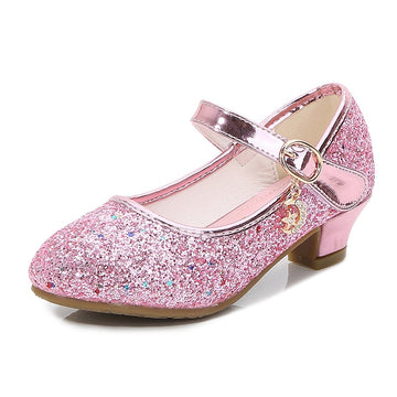 Girls High Heels Leather Princess Shoes